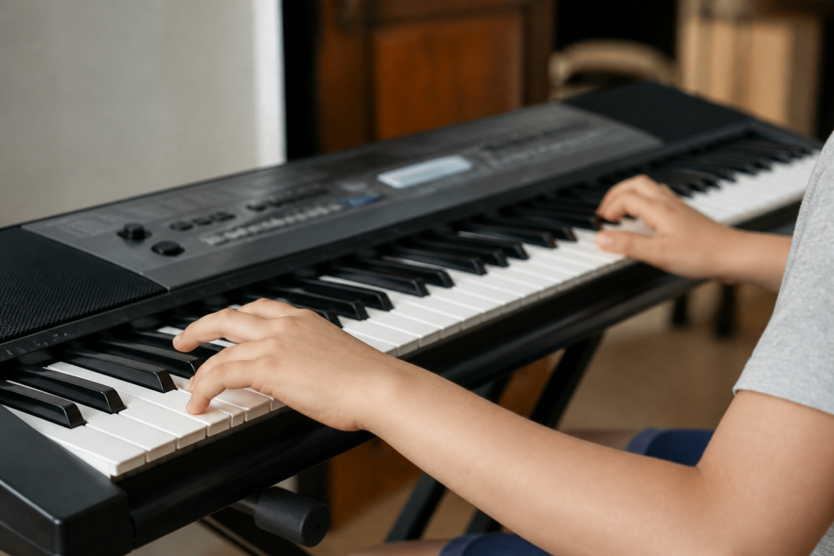 Clavier musical 61 touches avec mains de debutant jouant