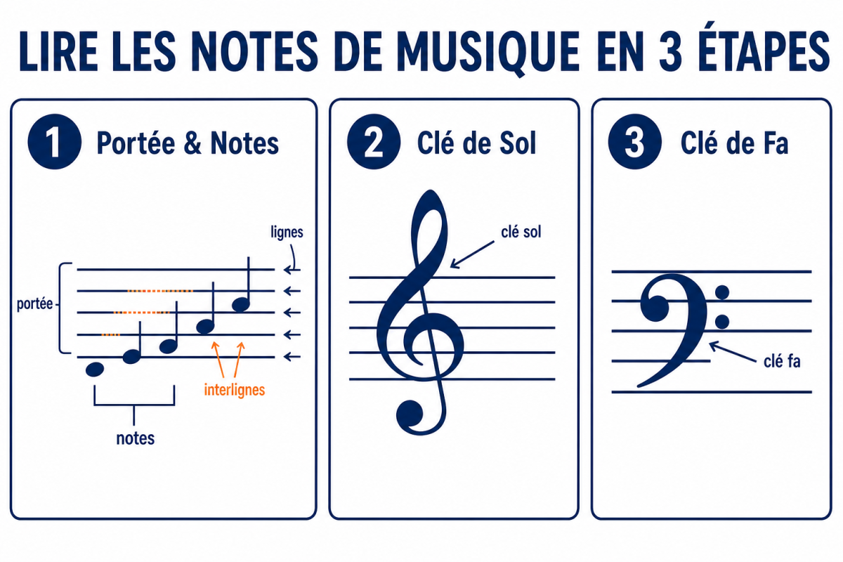 Lire les notes de musique en 3 étapes