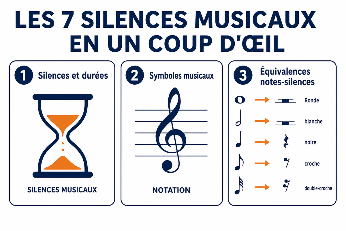 Les 7 silences musicaux en un coup d'œil