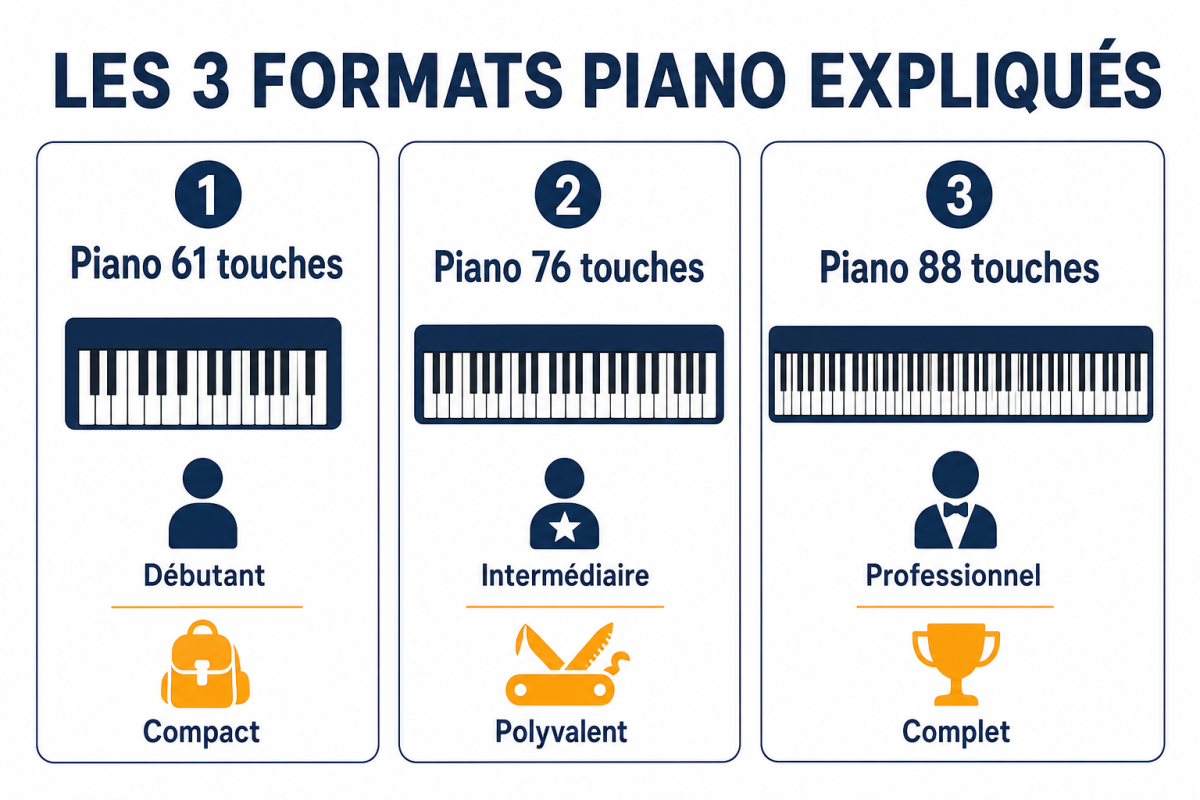 Les 3 formats piano expliqués